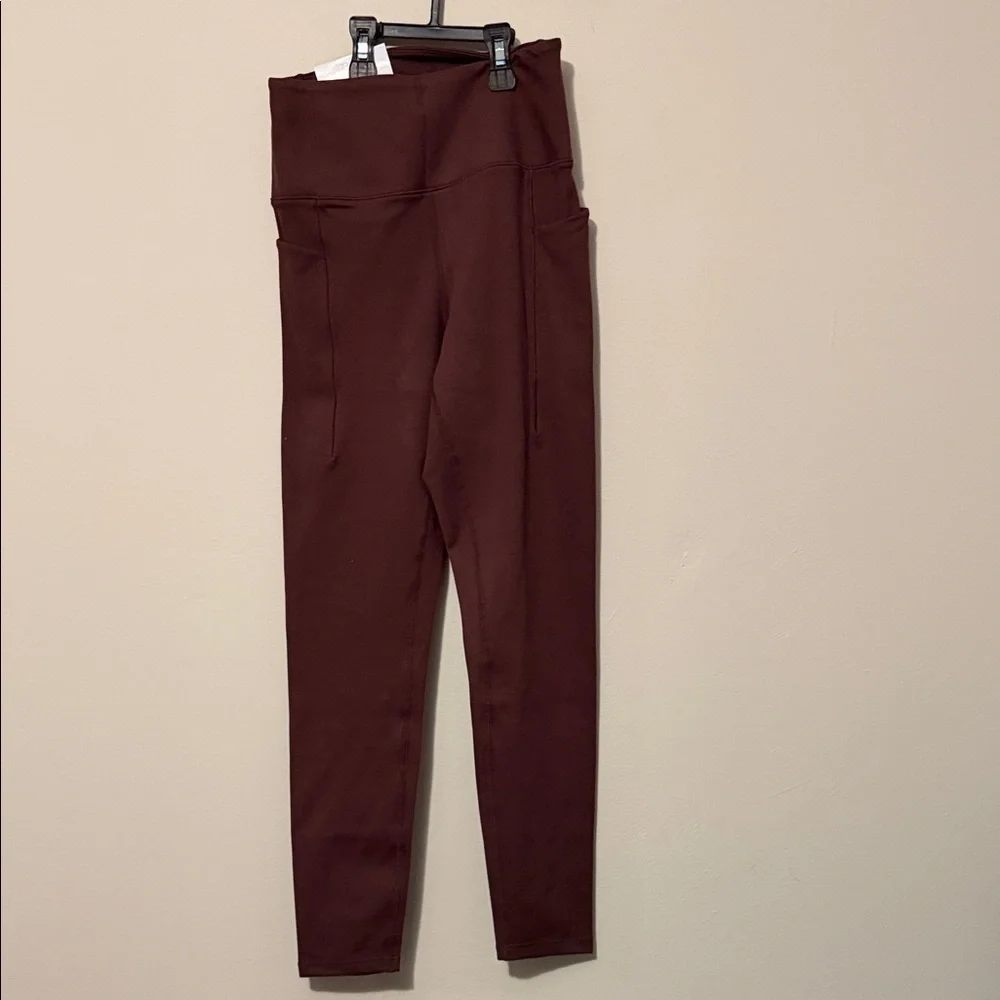 Danskin- deep burgundy-purple (sassafras)High-Waist Stretch Leggings - Picture 5 of 9